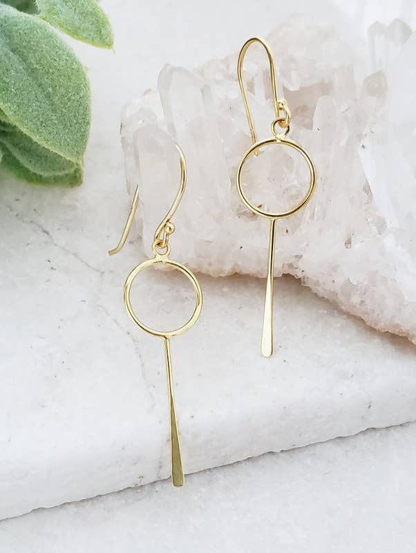 Circle Paddle Earrings - Gold Over Sterling Silver