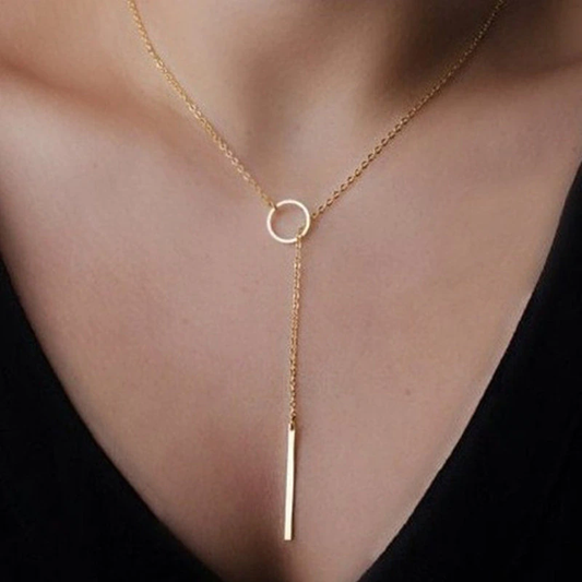 Round Stick Pendant Necklace - Brass