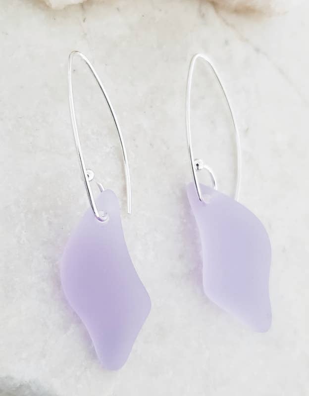 Eco Sea Glass Marquis Splash Earrings - Periwinkle