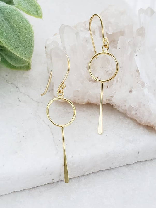 Circle Paddle Earrings - Gold Over Sterling Silver