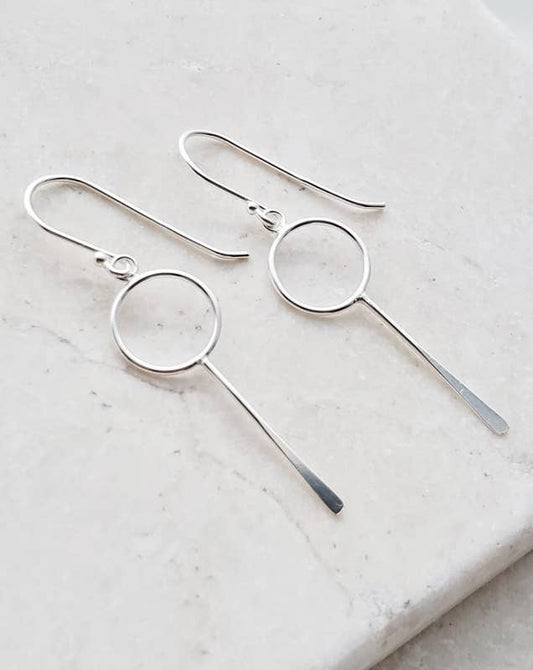 Circle Paddle Earrings - Sterling Silver