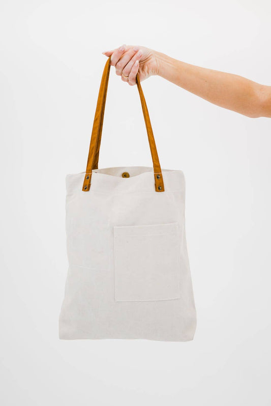 Mila Canvas Farmers Market Shopping Tote - Off White